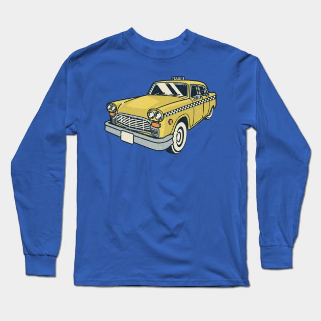 Retro Taxi Cab Long Sleeve T-Shirt by LineXpressions